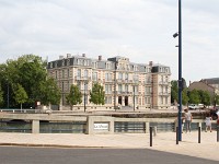 La Meuse and hotel Les Jardins de Mess at the back. La Meuse and hotel Les Jardins de Mess at the back.